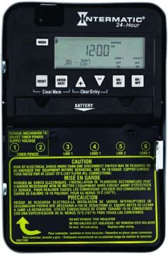 Intermatic ET1100 Series ET1125C Electronic Timer, 30 A, 120/277 V, 500 W, 24 hr Time Setting, 28 Cy