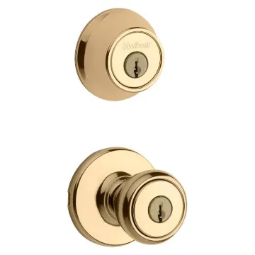 Kwikset 690T3CP6ALRCSK6 Knob Lockset, 3 Grade, Keyed Key, Polished Brass, 2-3/8 x 2-3/4 in Backset,