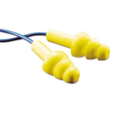 E-A-R Ultrafit Earplugs, Elastomeric Polymer, Blue, Corded, Poly Bag
