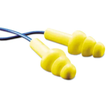 E-A-R Ultrafit Earplugs, Elastomeric Polymer, Blue, Corded, Poly Bag