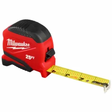 Milwaukee 48-22-6625 Tape Measure, 25 ft L Blade, 1.65 in W Blade, Steel Blade, ABS Case, Black/Red