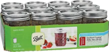 Ball Quilted Crystal 1440081200 Mason Jar, 8 oz Capacity, Glass