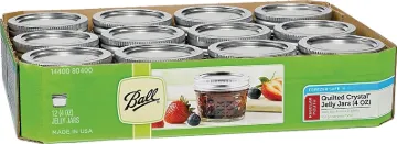 Ball Quilted Crystal 1440080400 Mason Jar, 4 oz Capacity, Glass
