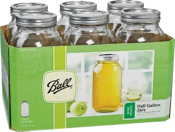 Ball 1440068100 Wide Mouth Mason Jar, 64 oz Capacity, Glass