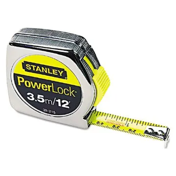STANLEY 33-215 Measuring Tape, 12 ft L Blade, 1/2 in W Blade, Steel Blade, Die-Cast Metal Case, Chro