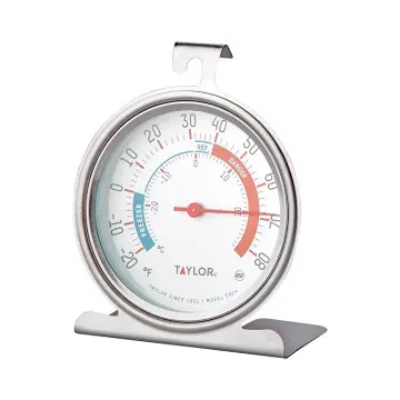 Taylor 5924 Fridge/Freezer Thermometer, -20 to 80 deg F, Analog Display, White