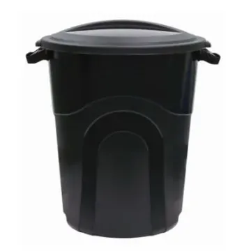 United Solutions TI0040 Trash Can, 20 gal Capacity, Plastic, Black, Snap-On Lid Closure