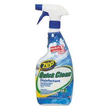 Zep ZUQCD32 Quick Clean Disinfectant, 32 oz Package, Liquid, Light Blue