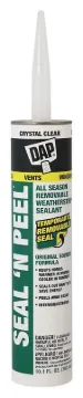DAP Seal-N-Peel 18351 Weatherstrip Sealant, Clear, 40 to 100 deg F, 10.1 oz Package, Cartridge