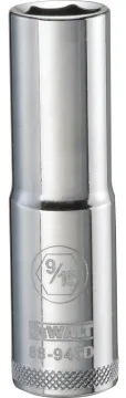 DeWALT DWMT88946OSP Drive Socket, 9/16 in Socket, 1/2 in Drive, 6 -Point, Vanadium Steel, Polished C
