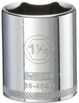 DeWALT DWMT86456OSP Drive Socket, 1-1/16 in Socket, 1/2 in Drive, 6 -Point, Steel, Polished Chrome V