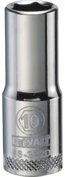 DeWALT DWMT86322OSP Drive Socket, 10 mm Socket, 3/8 in Drive, 6 -Point, Vanadium Steel, Polished Chr