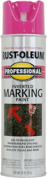 Rust-Oleum 255641 Professional Inverted Marking Spray Paint, 15 oz, Fluorescent Pink, 12/CS