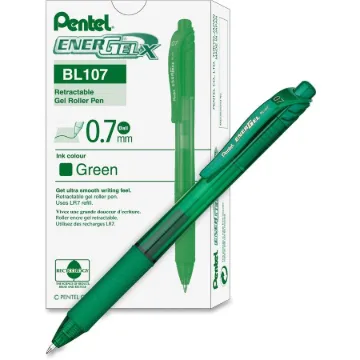 EnerGel-X Gel Pen, Retractable, Medium 0.7 mm, Green Ink, Green Barrel, Dozen