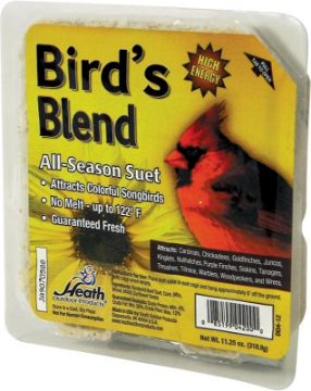 HEATH DD4-12 All-Season Suet Cake, High-Energy, Bird's Blend Flavor, 11.25 oz Package