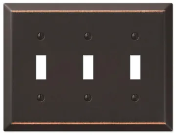 Amerelle Century 163TTTDB Wallplate, 4-15/16 in L, 6-1/2 in W, 3 -Gang, Steel, Aged Bronze