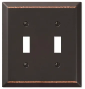 Amerelle Century 163TTDB Wallplate, 4-15/16 in L, 4-9/16 in W, 2 -Gang, Steel, Aged Bronze