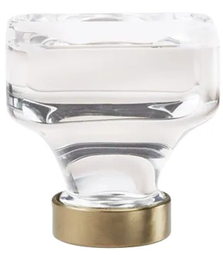 Amerock Glacio Series BP36653CBBZ Cabinet Knob, 1-5/16 in Projection, Glass/Zinc, Clear/Golden Champ