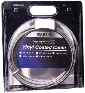 BARON 50215/50215 Aircraft Cable, 1/8 to 3/16 in Dia, 100 ft L, 340 lb Working Load, Galvanized Stee