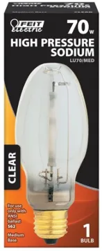 Feit Electric LU70/MED Lamp, 70 W, Medium E26 Lamp Base, 6000 Lumens, 2000 K Color Temp, 24,000 hr A