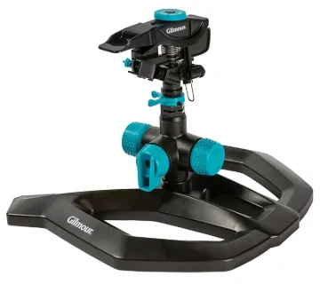 Gilmour 811933-1001 Impact Sprinkler with On/Off Base, Spigot, 43 ft, Adjustable Nozzle, Metal/Plast