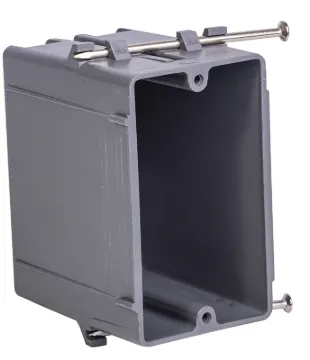 GB BOX-NS20 Switch/Outlet Box, Standard Outlet, 1-Gang, 4-Knockout, PVC, Gray, In-Wall, Nail Mountin