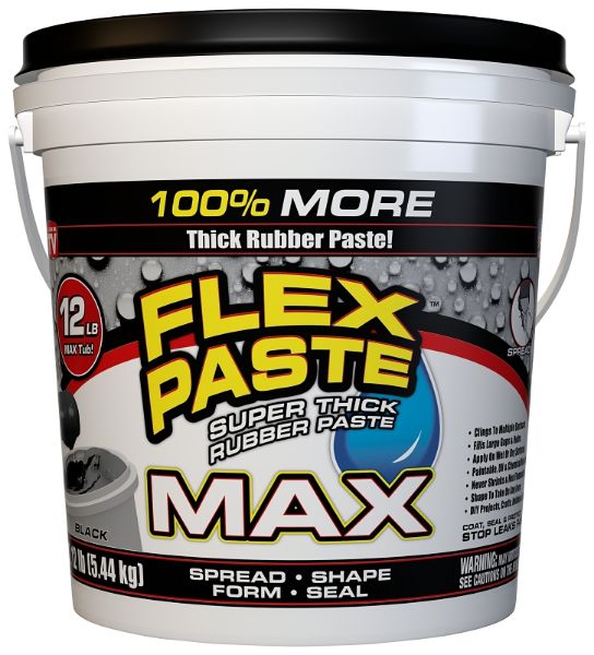 FLEX PASTE PFSMAXBLK01 Rubberized Paste, AllPurpose, Black, 12 lb, Tub