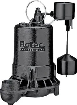 Flotec Professional Series E75VLT Sump Pump, 1-Phase, 7 A, 115 V, 0.75 hp, 1-1/2 in Outlet, 25 ft Ma