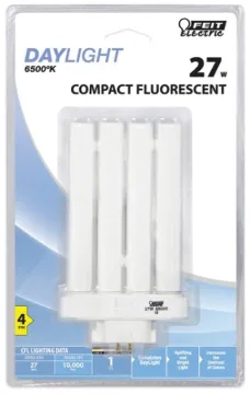 Feit Electric BPPL27F/65K Compact Fluorescent Bulb, 27 W, PL Lamp, GX10Q-4 Lamp Base, 1450 Lumens, 6