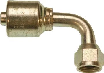 GATES MegaCrimp G25180-1212 Hose Coupling, 1-1/16-12, Crimp x JIC, 90 deg Angle, Steel, Zinc