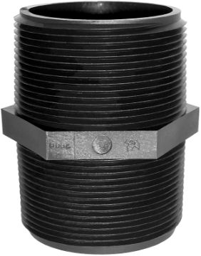 GREEN LEAF M3000P Pipe Nipple, 3 in, MNPT, Polypropylene, Black, SCH 80 Schedule, Close L