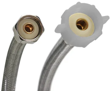 FLUIDMASTER B4T16 Toilet Connector, 1/2 in Inlet, FIP Inlet, 7/8 in Outlet, Ballcock Outlet, Stainle