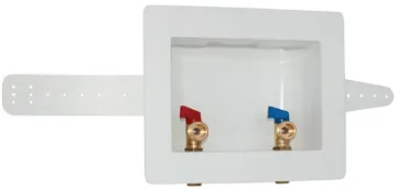 EASTMAN 60248 Washing Machine Outlet Box, 1/2, 3/4 in Connection, Brass, White