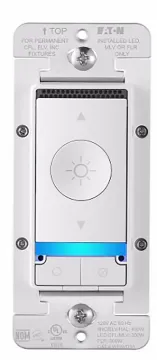 EATON WFAVD30-W-BX-L Smart Voice Dimmer Switch, 1 -Pole, 3 -Way, 120 VAC, 60 Hz, Wi-Fi, White