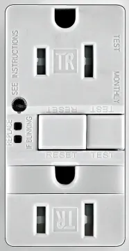 Eaton Wiring Devices TRSGFNL15W-K GFCI and Nightlight, 2 -Pole, 15 A, 125 V, Back, Side Wiring, NEMA