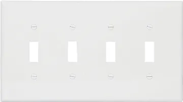 Eaton Wiring Devices PJ4W Wallplate, 4-7/8 in L, 8.56 in W, 4 -Gang, Polycarbonate, White, High-Glos