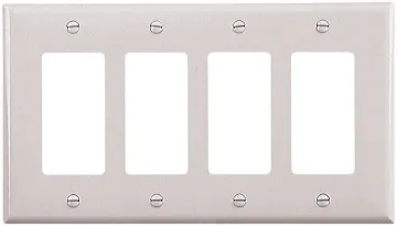 Eaton Wiring Devices PJ264W Wallplate, 4.87 in L, 8.56 in W, 4 -Gang, Polycarbonate, White, High-Glo
