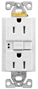 Eaton Wiring Devices TRAFGF15W-K-L Duplex Receptacle Wallplate, 2 -Pole, 15 A, 125 V, Back, Side Wir