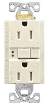 Eaton Wiring Devices TRAFGF15LA-K-L Duplex Receptacle Wallplate, 2 -Pole, 15 A, 125 V, Back, Side Wi