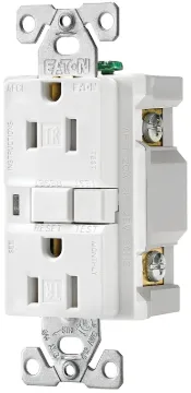 Eaton Wiring Devices TRAFCI15W-K AFCI Receptacle, 2 -Pole, 15 A, 125 V, Back, Side Wiring, NEMA: 5-1