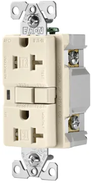 Eaton Wiring Devices TRAFCI20LA AFCI Receptacle, 2 -Pole, 20 A, 125 V, Back, Side Wiring, NEMA: 5-20