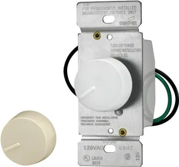 Eaton Wiring Devices RI061-VW-K2 Rotary Dimmer, 120 V, 600 W, Halogen, Incandescent Lamp, Single-Pol