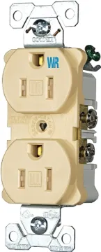 Eaton Wiring Devices TWRBR15V Duplex Receptacle, 2 -Pole, 15 A, 125 V, Back, Side Wiring, NEMA: 5-15