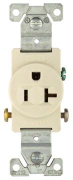 Eaton Wiring Devices 1877LA Single Receptacle, 2 -Pole, 125 VAC, 20 A, Side Wiring, NEMA: NEMA 5-20R