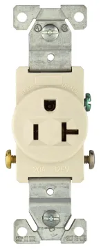Eaton Wiring Devices 1877LA Single Receptacle, 2 -Pole, 125 VAC, 20 A, Side Wiring, NEMA: NEMA 5-20R