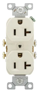 Eaton Wiring Devices CR20LA Duplex Receptacle Wallplate, 2 -Pole, 20 A, 125 V, Side Wiring, NEMA: 5-