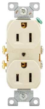 Eaton Wiring Devices CR15LA Duplex Receptacle, 2 -Pole, 15 A, 125 V, Side Wiring, NEMA: 5-15R, Light