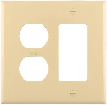 Eaton Wiring Devices PJ826V Combination Wallplate, 4-7/8 in L, 4-15/16 in W, 2 -Gang, Polycarbonate,