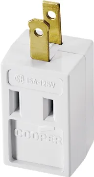 Eaton Wiring Devices 4400W-BOX Outlet Adapter, 2 -Pole, 15 A, 125 V, 3 -Outlet, NEMA: NEMA 1-15R, Wh