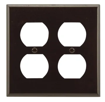 Eaton Wiring Devices 2150B-BOX Receptacle Wallplate, 4-1/2 in L, 4-9/16 in W, 2 -Gang, Thermoset, Br